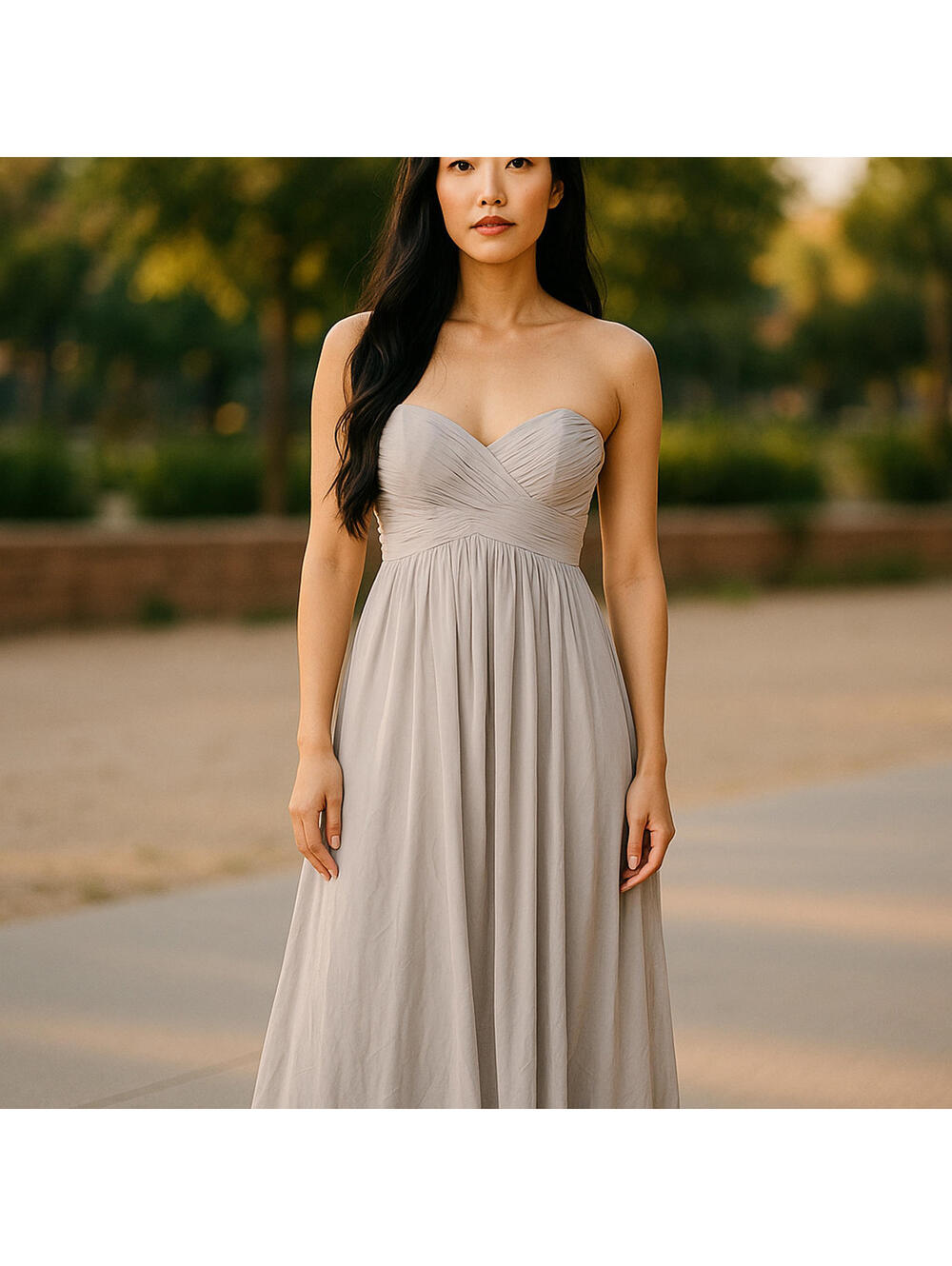 Womens Chiffon Sweetheart Full Length Wedding Bridesmaid Dress Gray Size 14